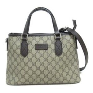 Gucci GG Supreme 2Way Hand Bag Canvas Beige Dark Brown 429019 - COA inc.
